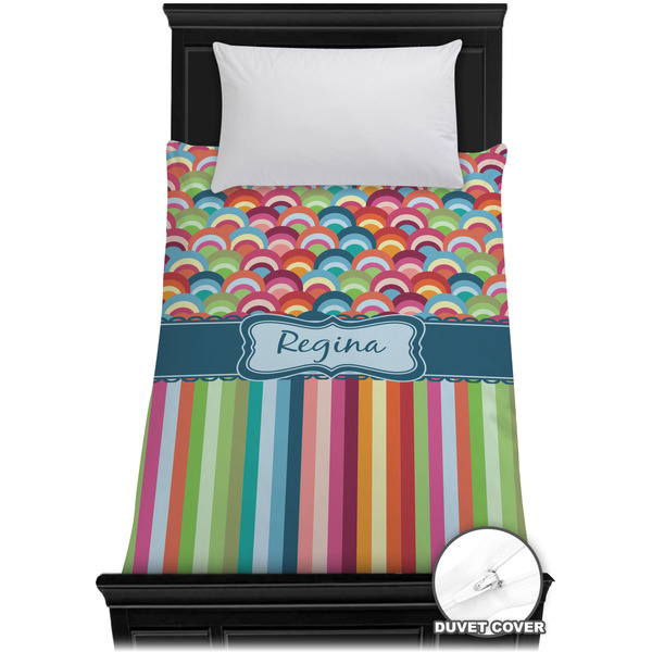 Custom Retro Scales & Stripes Duvet Cover - Twin XL (Personalized)