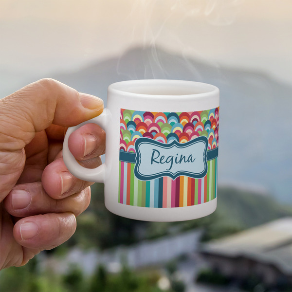 Custom Retro Scales & Stripes Single Shot Espresso Cup - Single (Personalized)