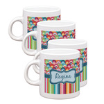 Retro Scales & Stripes Single Shot Espresso Cups - Set of 4 (Personalized)