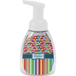 Retro Scales & Stripes Foam Soap Bottle - White (Personalized)