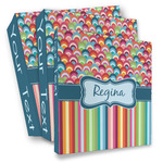 Retro Scales & Stripes 3 Ring Binder - Full Wrap (Personalized)