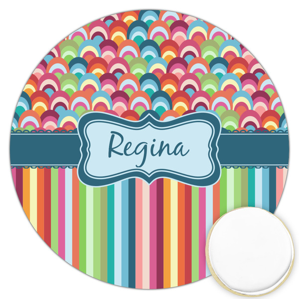 Custom Retro Scales & Stripes Printed Cookie Topper - 3.25" (Personalized)