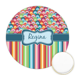 Retro Scales & Stripes Printed Cookie Topper - Round (Personalized)