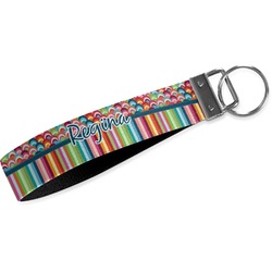 Retro Scales & Stripes Webbing Keychain Fob - Large (Personalized)