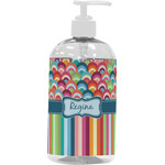 Retro Scales & Stripes Plastic Soap / Lotion Dispenser (16 oz - Large - White) (Personalized)