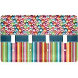 Retro Scales & Stripes Light Switch Cover (4 Toggle Plate)