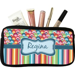 Retro Scales & Stripes Makeup / Cosmetic Bag - Small (Personalized)