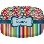 Retro Scales & Stripes Melamine Platter w/ Name or Text