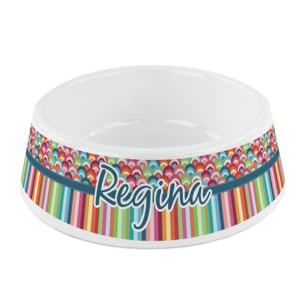 Custom Retro Scales & Stripes Plastic Dog Bowl - Small (Personalized)