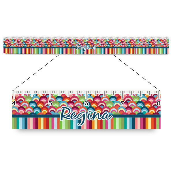 Custom Retro Scales & Stripes Plastic Ruler - 12" (Personalized)