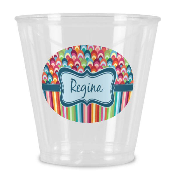 Custom Retro Scales & Stripes Plastic Shot Glass (Personalized)