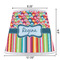 Retro Scales & Stripes Poly Film Empire Lampshade - Dimensions