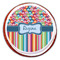 Retro Scales & Stripes Printed Icing Circle - Large - On Cookie