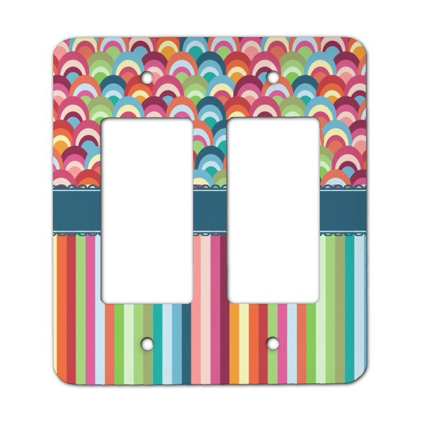 Custom Retro Scales & Stripes Rocker Style Light Switch Cover - Two Switch