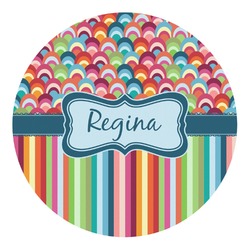 Retro Scales & Stripes Round Decal (Personalized)
