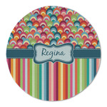 Retro Scales & Stripes Round Linen Placemat - Single Sided (Personalized)