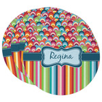 Retro Scales & Stripes Round Paper Coasters w/ Name or Text