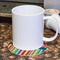 Retro Scales & Stripes Round Paper Coaster - With Mug