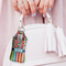 Retro Scales & Stripes Sanitizer Holder Keychain - Large (LIFESTYLE)