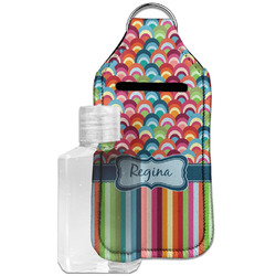 Retro Scales & Stripes Hand Sanitizer & Keychain Holder - Large (Personalized)