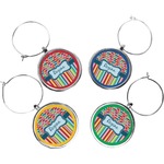 Retro Scales & Stripes Wine Charms (Set of 4) (Personalized)