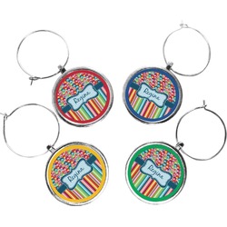 Retro Scales & Stripes Wine Charms (Set of 4) (Personalized)