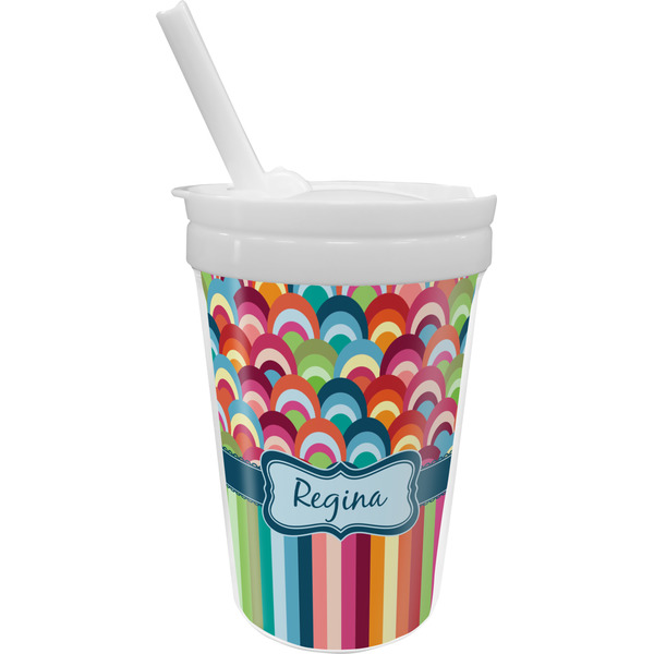 Custom Retro Scales & Stripes Sippy Cup with Straw (Personalized)