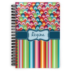Retro Scales & Stripes Spiral Notebook - 7x10 w/ Name or Text