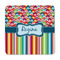 Retro Scales & Stripes Square Fridge Magnet - FRONT