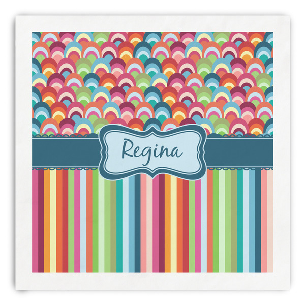 Custom Retro Scales & Stripes Paper Dinner Napkins (Personalized)