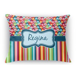 Retro Scales & Stripes Rectangular Throw Pillow Case (Personalized)