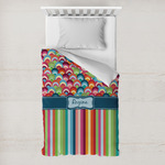 Retro Scales & Stripes Toddler Duvet Cover w/ Name or Text