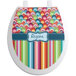 Retro Scales & Stripes Toilet Seat Decal - Round (Personalized)