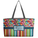 Retro Scales & Stripes Beach Totes Bag - w/ Black Handles (Personalized)