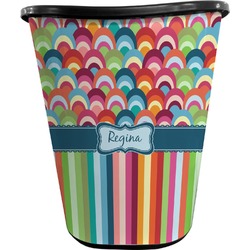 Retro Scales & Stripes Waste Basket - Single Sided (Black) (Personalized)