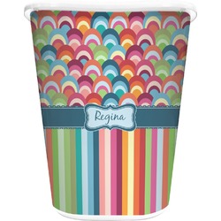 Retro Scales & Stripes Waste Basket - Double Sided (White) (Personalized)