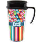 Retro Scales & Stripes Acrylic Travel Mug with Handle (Personalized)