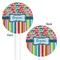 Retro Scales & Stripes White Plastic 5.5" Stir Stick - Double Sided - Round - Front & Back