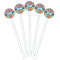 Retro Scales & Stripes White Plastic 5.5" Stir Stick - Fan View