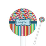 Retro Scales & Stripes 5.5" Round Plastic Stir Sticks - White - Single Sided (Personalized)