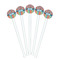 Retro Scales & Stripes White Plastic 7" Stir Stick - Round - Fan View