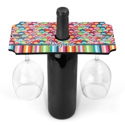 Retro Scales & Stripes Wine Bottle & Glass Holder (Personalized)