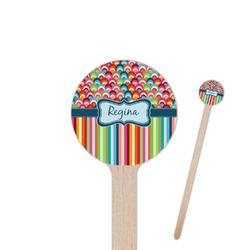 Retro Scales & Stripes 6" Round Wooden Stir Sticks - Single Sided (Personalized)