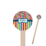 Retro Scales & Stripes 7.5" Round Wooden Stir Sticks - Single Sided (Personalized)