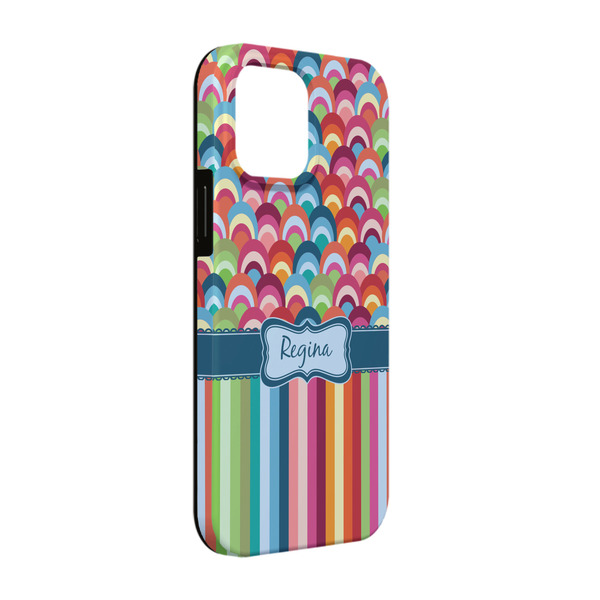 Custom Retro Scales & Stripes iPhone Case - Rubber Lined - iPhone 13 (Personalized)