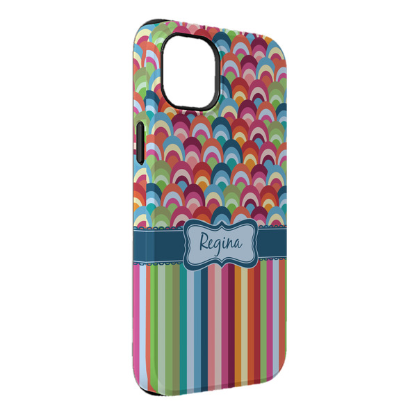 Custom Retro Scales & Stripes iPhone Case - Rubber Lined - iPhone 14 Plus (Personalized)