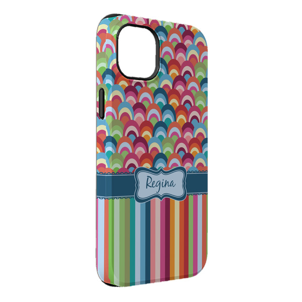 Custom Retro Scales & Stripes iPhone Case - Rubber Lined - iPhone 14 Pro Max (Personalized)