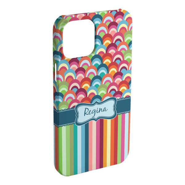 Custom Retro Scales & Stripes iPhone Case - Plastic - iPhone 15 Plus (Personalized)