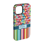 Retro Scales & Stripes iPhone Case - Rubber Lined - iPhone 15 Pro (Personalized)