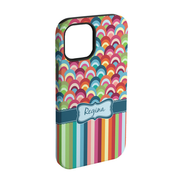 Custom Retro Scales & Stripes iPhone Case - Rubber Lined - iPhone 15 Pro (Personalized)